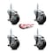 Service Caster 35 Inch Black Polyurethane Wheel Swivel 58 Inch Threaded Stem Caster Set with Brake SCC SCC-TS20S3514-PPUB-BLK-TLB-58212-4 - alternate 2